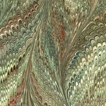 Hand Marbled Paper Butterfly Pattern in Green and Red ~ Berretti Marbled Arts